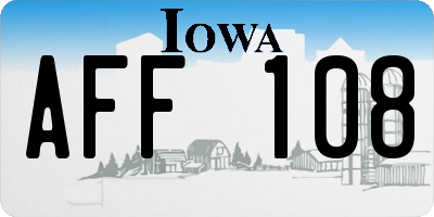IA license plate AFF108
