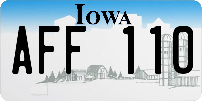 IA license plate AFF110