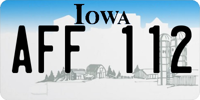 IA license plate AFF112