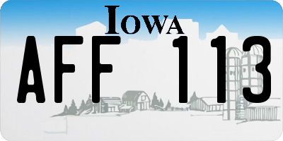 IA license plate AFF113