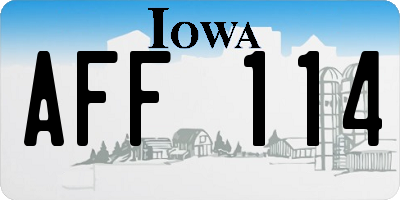 IA license plate AFF114