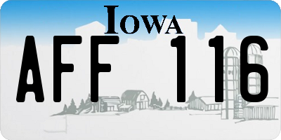 IA license plate AFF116