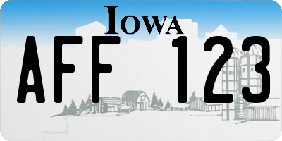 IA license plate AFF123