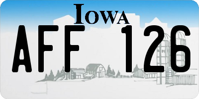 IA license plate AFF126