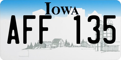 IA license plate AFF135