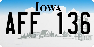 IA license plate AFF136
