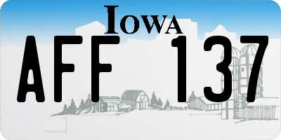 IA license plate AFF137