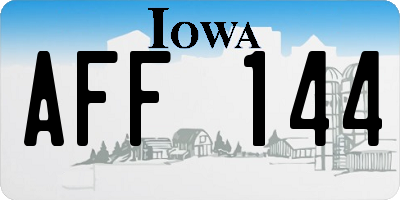 IA license plate AFF144