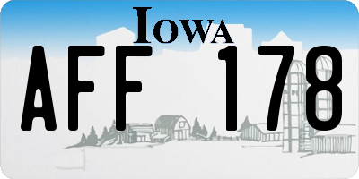 IA license plate AFF178