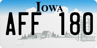 IA license plate AFF180
