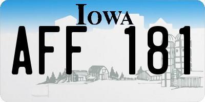 IA license plate AFF181