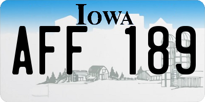 IA license plate AFF189