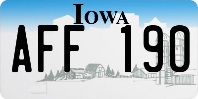 IA license plate AFF190