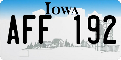 IA license plate AFF192