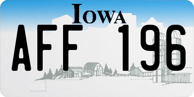 IA license plate AFF196