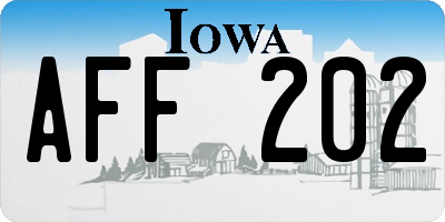 IA license plate AFF202