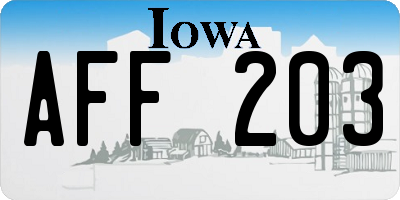 IA license plate AFF203