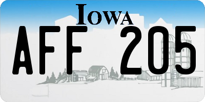IA license plate AFF205