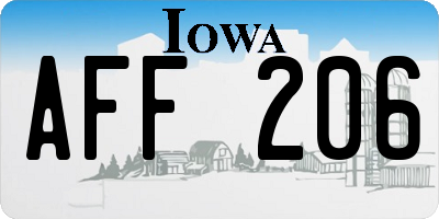 IA license plate AFF206