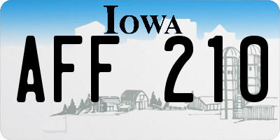 IA license plate AFF210