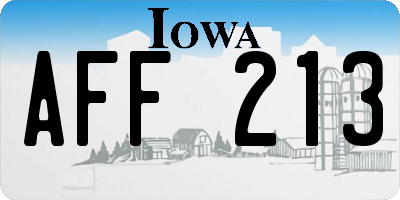 IA license plate AFF213