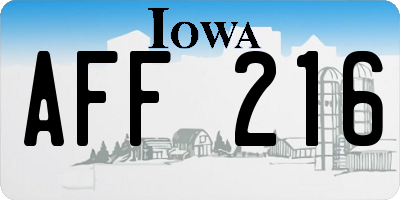 IA license plate AFF216