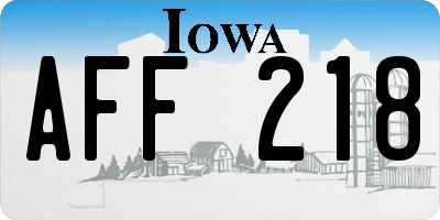 IA license plate AFF218