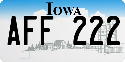 IA license plate AFF222