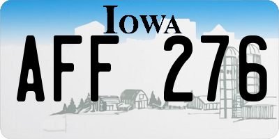 IA license plate AFF276