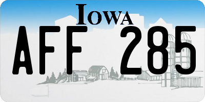 IA license plate AFF285