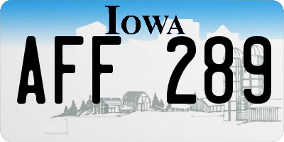 IA license plate AFF289