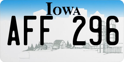 IA license plate AFF296