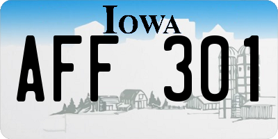 IA license plate AFF301