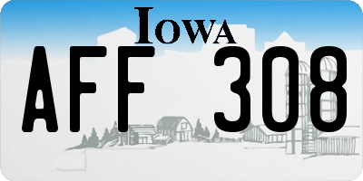IA license plate AFF308