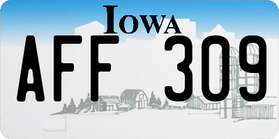 IA license plate AFF309