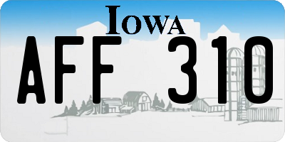 IA license plate AFF310