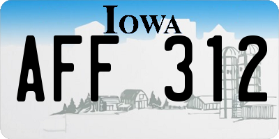 IA license plate AFF312
