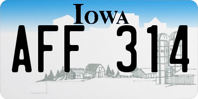 IA license plate AFF314