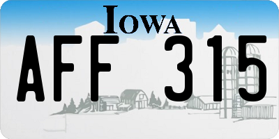 IA license plate AFF315