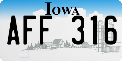 IA license plate AFF316