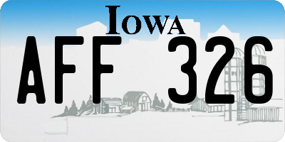 IA license plate AFF326