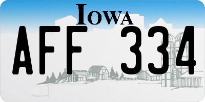 IA license plate AFF334