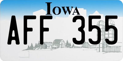 IA license plate AFF355