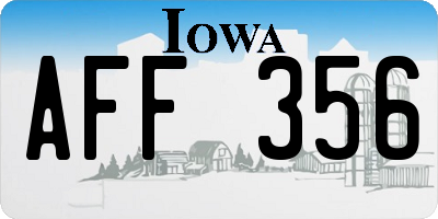 IA license plate AFF356