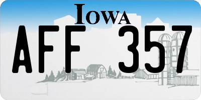 IA license plate AFF357