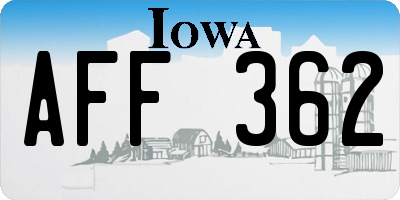 IA license plate AFF362