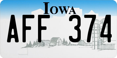 IA license plate AFF374