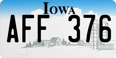 IA license plate AFF376