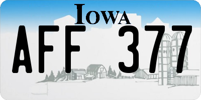 IA license plate AFF377
