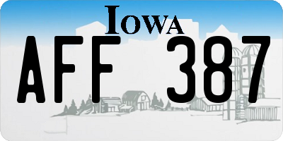 IA license plate AFF387